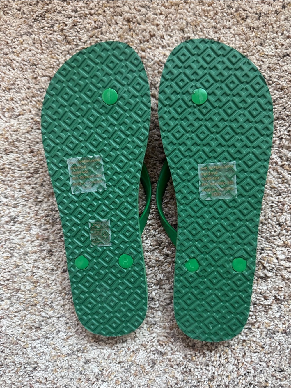 Tory Burch Green and White Patterned Logo Flip Flops - Picture 2 of 3